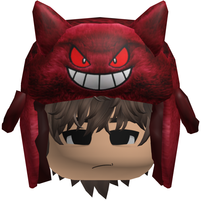 Red Monster Ushanka w/ Emo Boy Face y2k Hair