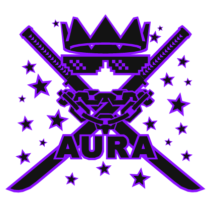 AURA Cartoony Purple Chain Necklace Swords Combo