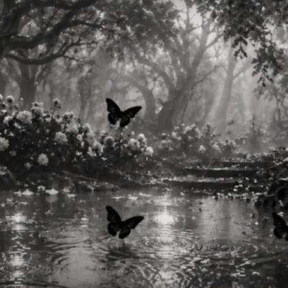 Dark Butterfly Rain Forest Fog Goth Emo Background