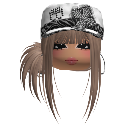 Gyaru Side Bun Hair w/ Zebra Cap & Earrings