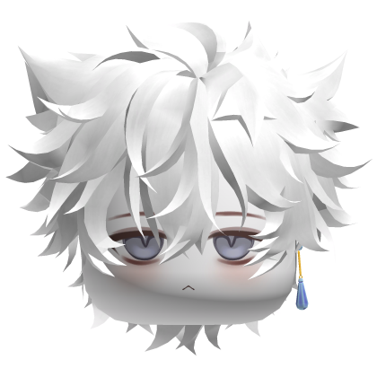White Furry Messy Anime Boy Hair w/ ears