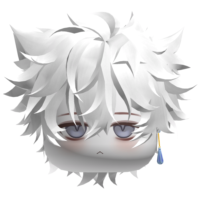 White Furry Messy Anime Boy Hair w/ ears