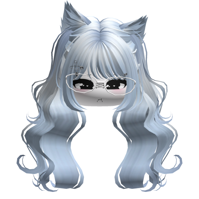 Wavy Moe Pigtails w/ Cat Ears (Light Blue)