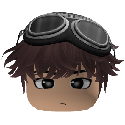 Plum Brown Messy Fluffy Hair w/ Y2K Goggles Roblox item