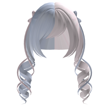 Curly Ribbon Pigtails (Blue and Pink) Roblox item
