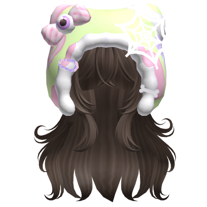 Kawaii Anime Hair w/ Pastel Goth Hood  (Brown)