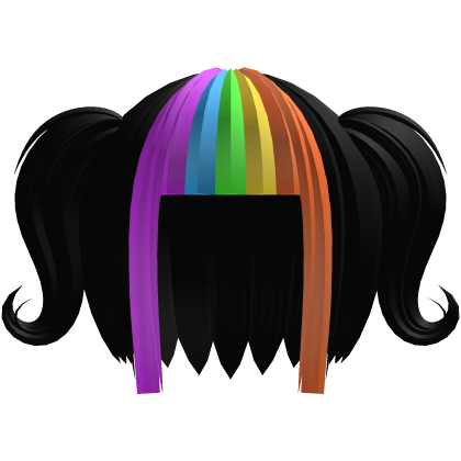🌈 ⭑ Spectral Gothic Pigtails || Black w/ Rainbow