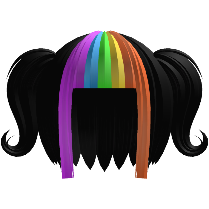 🌈 ⭑ Spectral Gothic Pigtails || Black w/ Rainbow