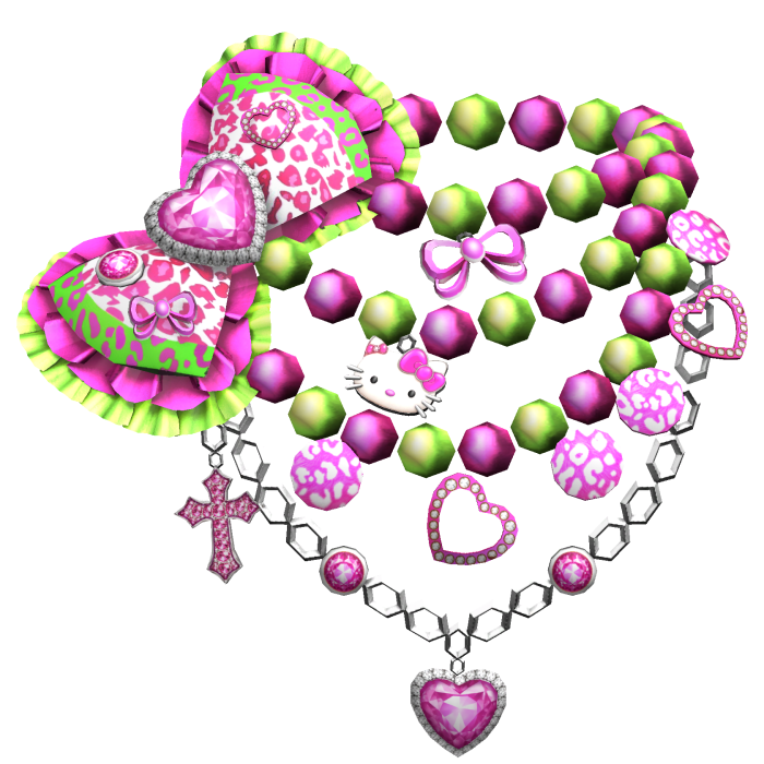Kawaii Gyaru Leopard Bow Necklace Pink Green