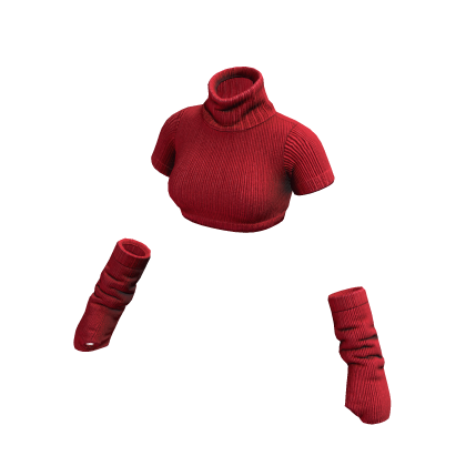 Red Knit Crop Top + Armwarmers thumbnail