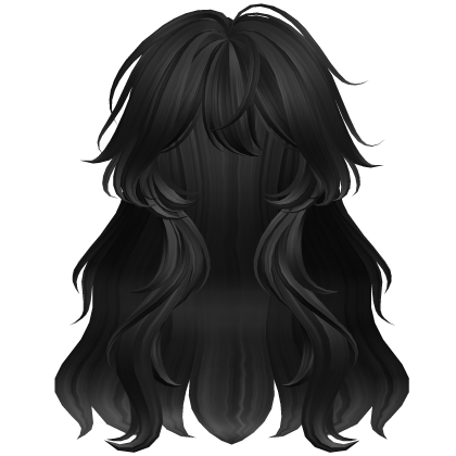 Shy Fluffy Wavy Girly Anime Hair (Black) thumbnail