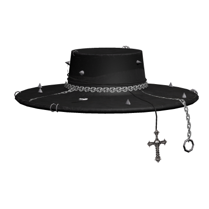black chained wide brim spiked hat Roblox item