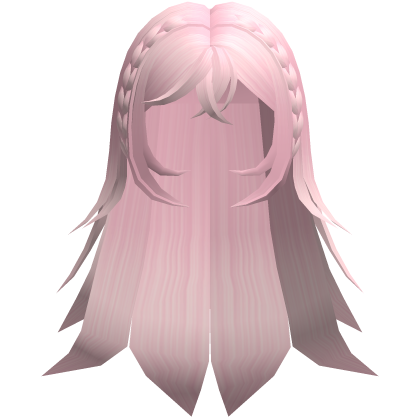 pink cute long braided straight hair Roblox item