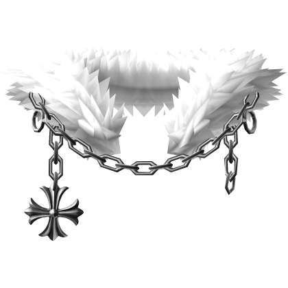 White Light Chained Heraldic Lily Pendant Neck Fur