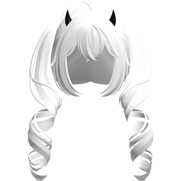 cute anime devil curly white pigtails