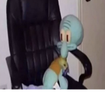 Squidward is now on a chair
