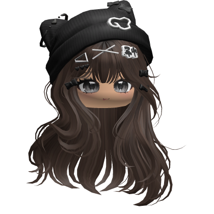 Cute Anime Girl Hair w/Cat Beanie (Brown) Roblox item