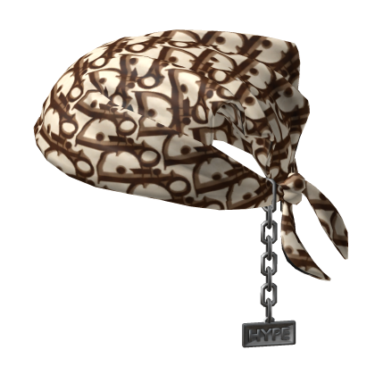 Tied Dior Designer Brown Bandana Hat with Chain  Roblox item