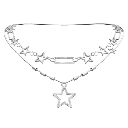 (3.0) Y2K Silver Layered Star Necklace