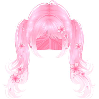 Flowy Wavy Pigtails w/ Sakura Petals (Pink Soda) Roblox item