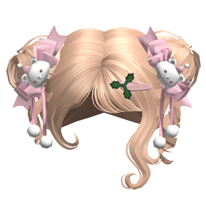 Kawaii Blonde Buns With Pink Christmas Bows