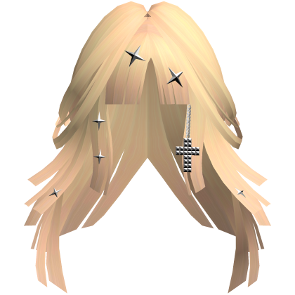 Sunny Blonde Goth Punk Layered Long Hair w/ Cross