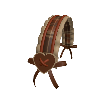 fall red browm ruffle headband with bows and heart Roblox item