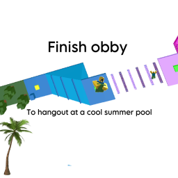 Finish futuristic Obby to visit a pool!