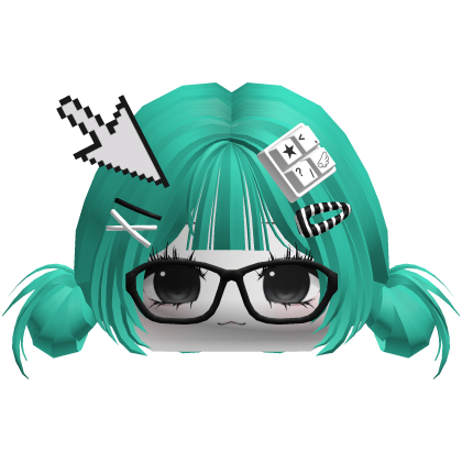 ♡ cute moe girl w cat hat w glasses black