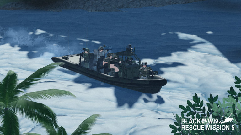 Blackhawk Rescue Mission 5 official artwork showing a boat and operators