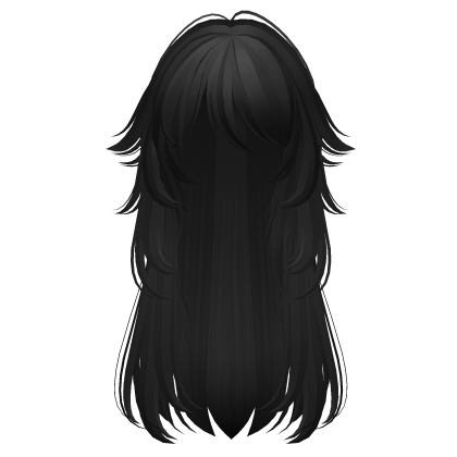 long fluffy anime hair with tufts (black)