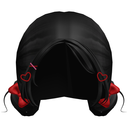 Cute Valentine Pigtails With Bows Black  Roblox item