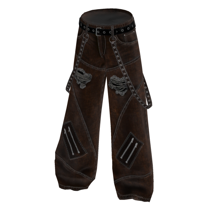 Y2K Rivet Strap Jeans - Brown