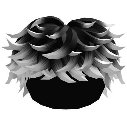 Black to White Messy Fluffy Boy Hair Roblox item