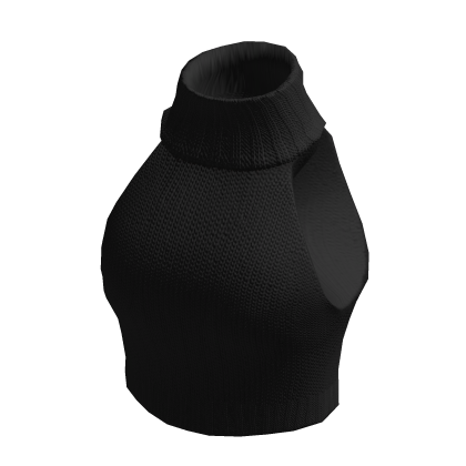 Black Knit Turtle Neck Tank Crop Top thumbnail