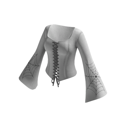 Lace Up Corset Top w/ Bell Sleeves (White)