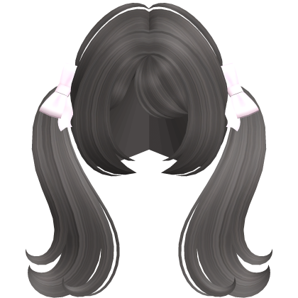 ‿੭ ♡ sweet ribbon pigtails in dust brown ⸝⸝ Roblox item