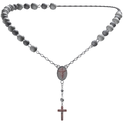 Silver & Pink Rosary Jesus Cross Necklace