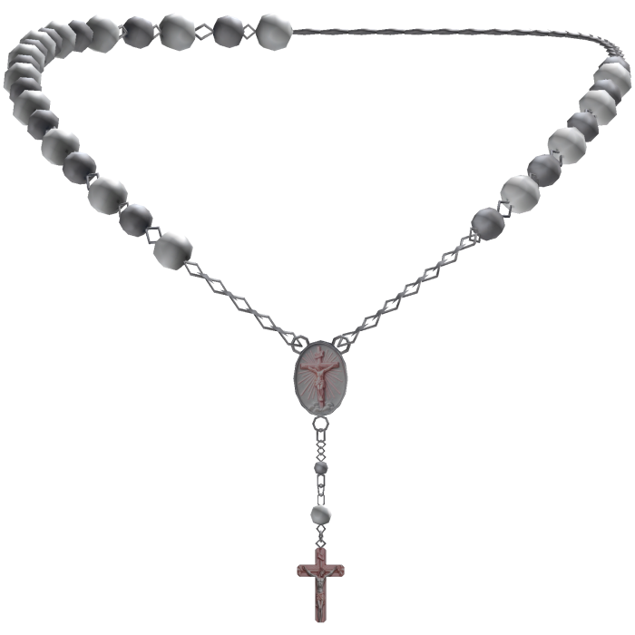 Silver & Pink Rosary Jesus Cross Necklace