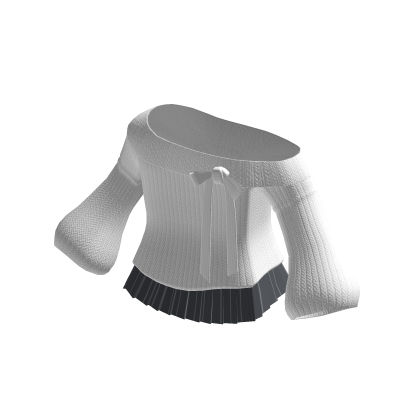 🍀Mini Skirt w Off Shoulder Sweater (White) thumbnail