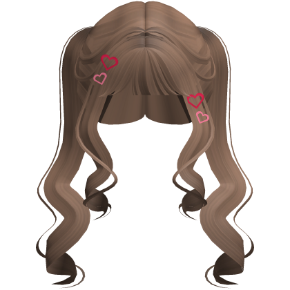 Cute Curly Valentine's Pigtails Hair In Milktea Roblox item