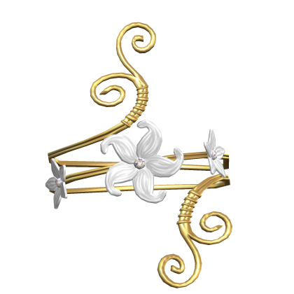 Gold Arm Bracelet w White Flower