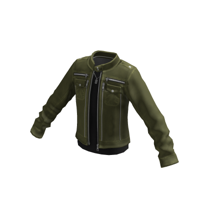 Y2K Streetwear Moto Jacket w/ Chain (Green)