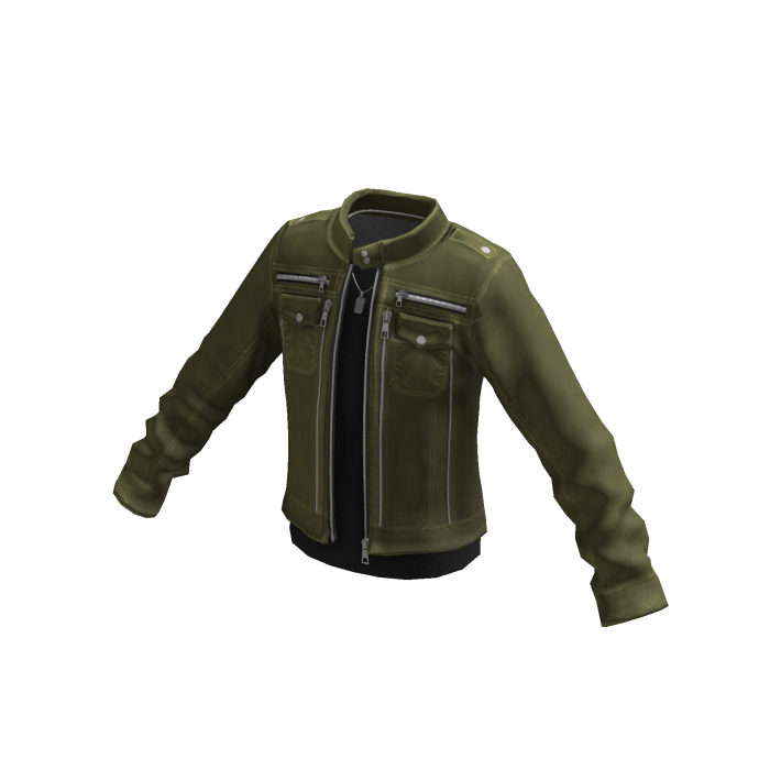 Y2K Streetwear Moto Jacket w/ Chain (Green)