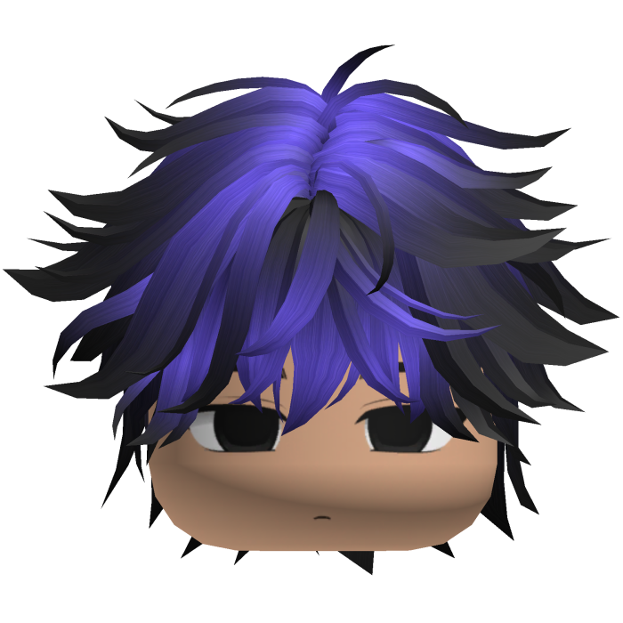 Cute Y2K emo boy messy fluffy purple hair