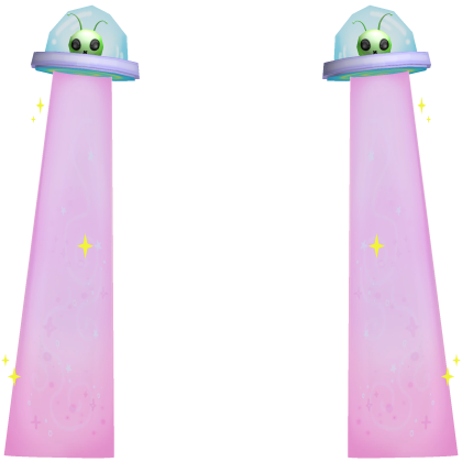 👽 Cute Silly Alien UFOs Behind You in Pink