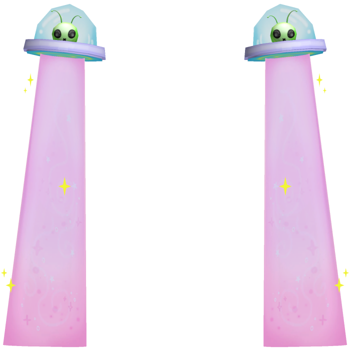 👽 Cute Silly Alien UFOs Behind You in Pink