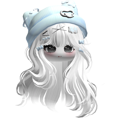 White Kawaii Wavy Hair w/ Cat Beanie