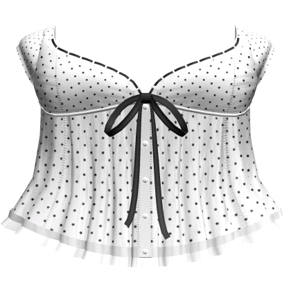 white polka dolly horror protagonist babydoll top