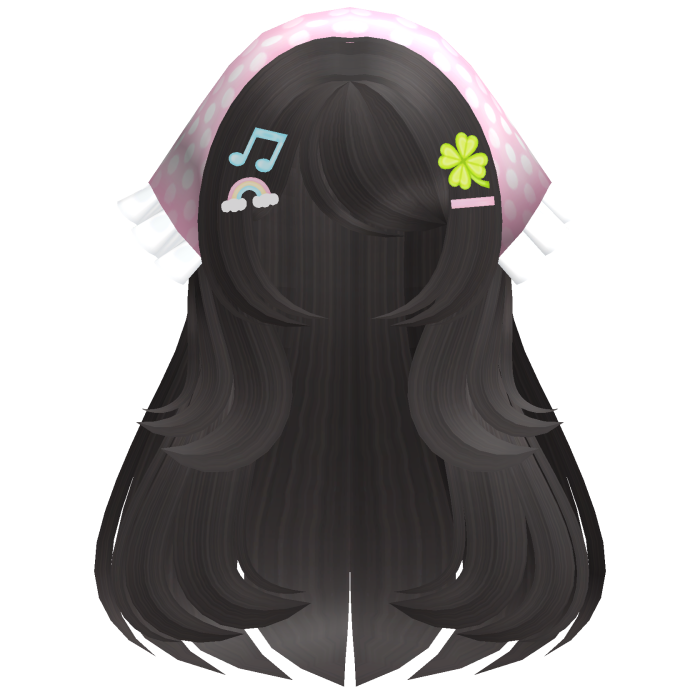♡ kawaii brown long hair w pink headkerchief
